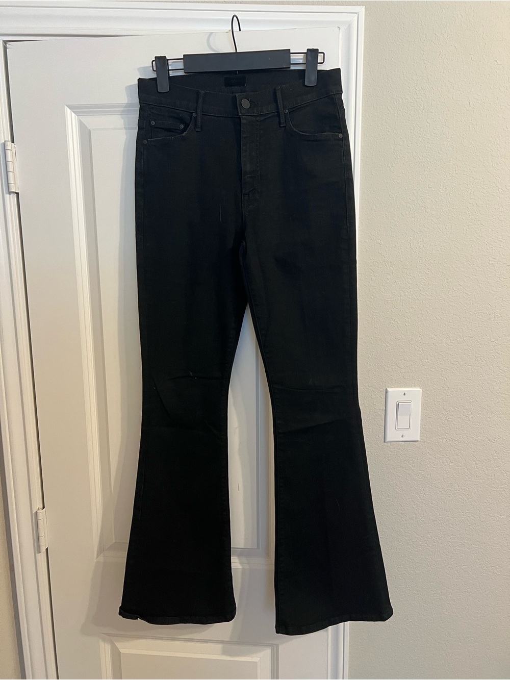 MOTHER Black High-Rise Flared Jeans